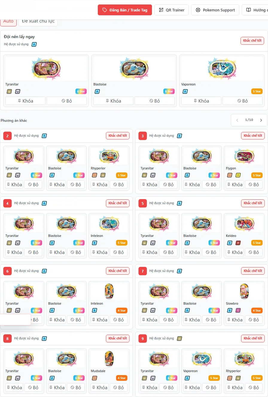 The recommended team area in Battle Assist